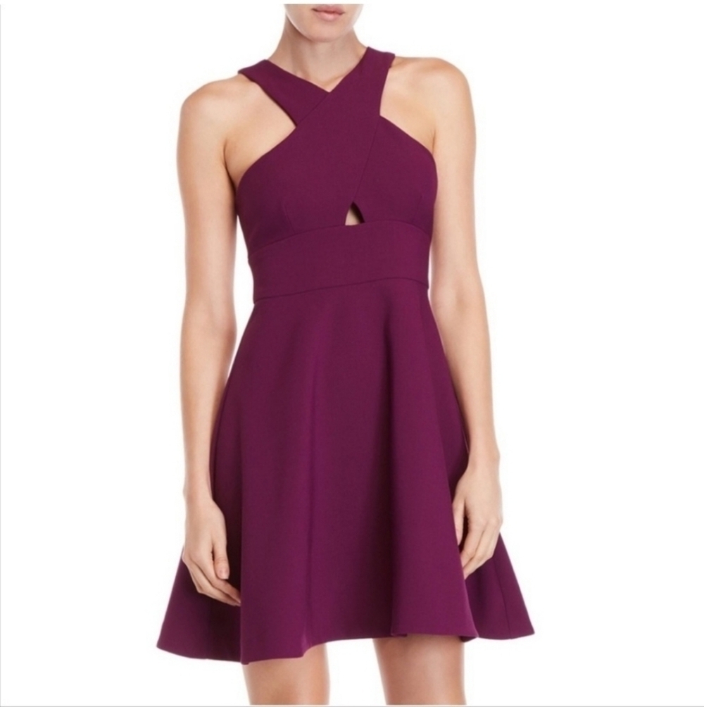 Likely Kensington Halter Cocktail Dress in Plum Size 4